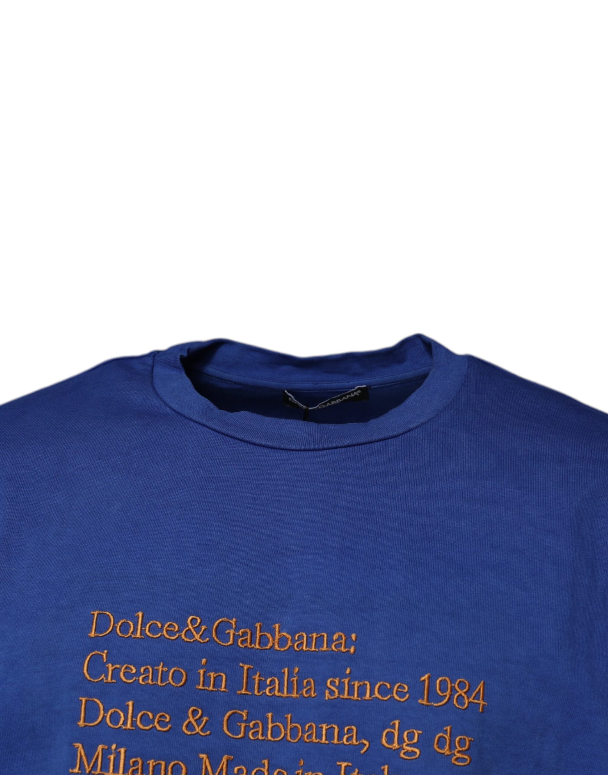 Tricou Dolce &amp; Gabbana albastru cu imprimeu grafic și guler rotund din bumbac