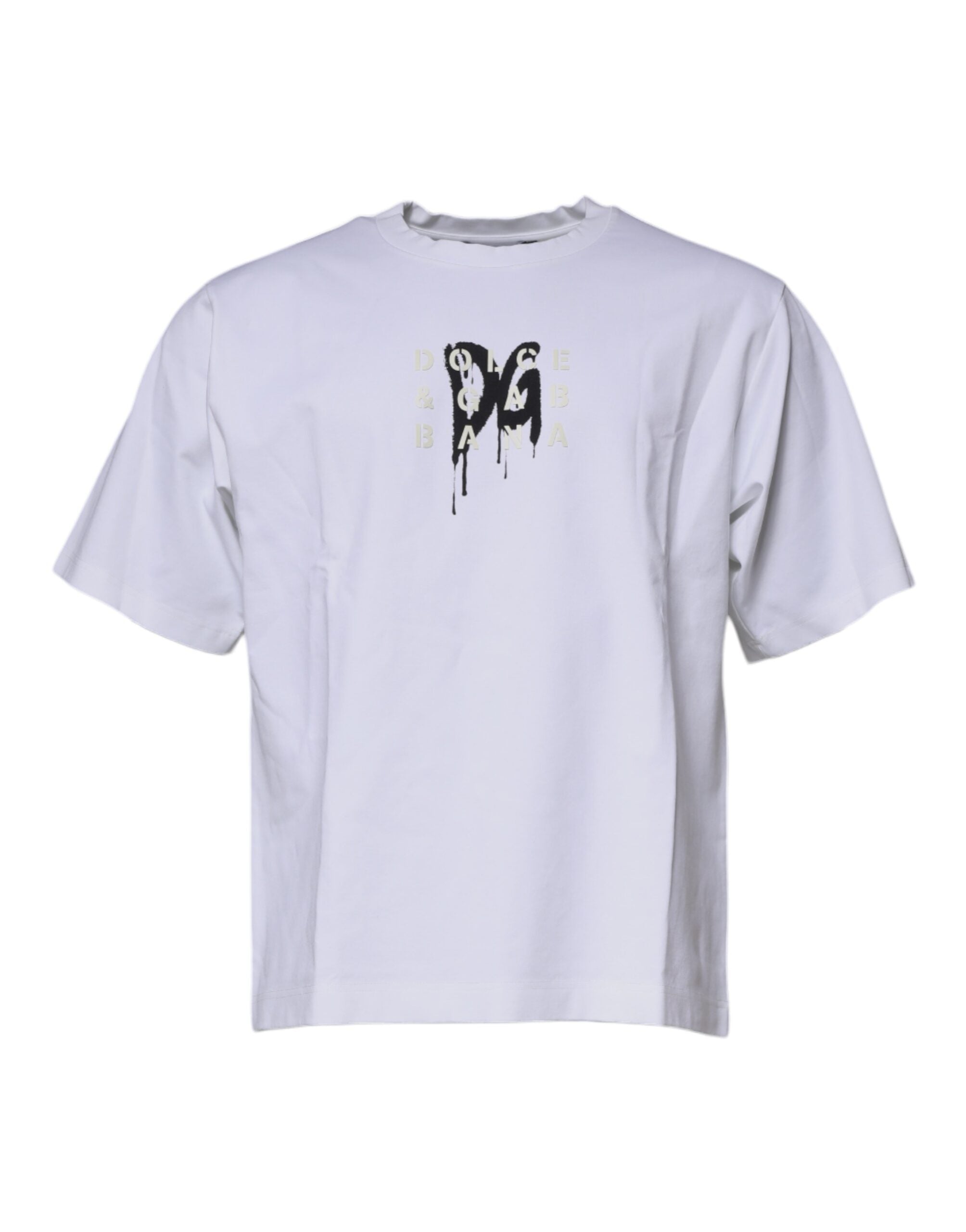 Dolce &amp; Gabbana – Weißes T-Shirt aus Baumwolle mit Rundhalsausschnitt und DG-Logo