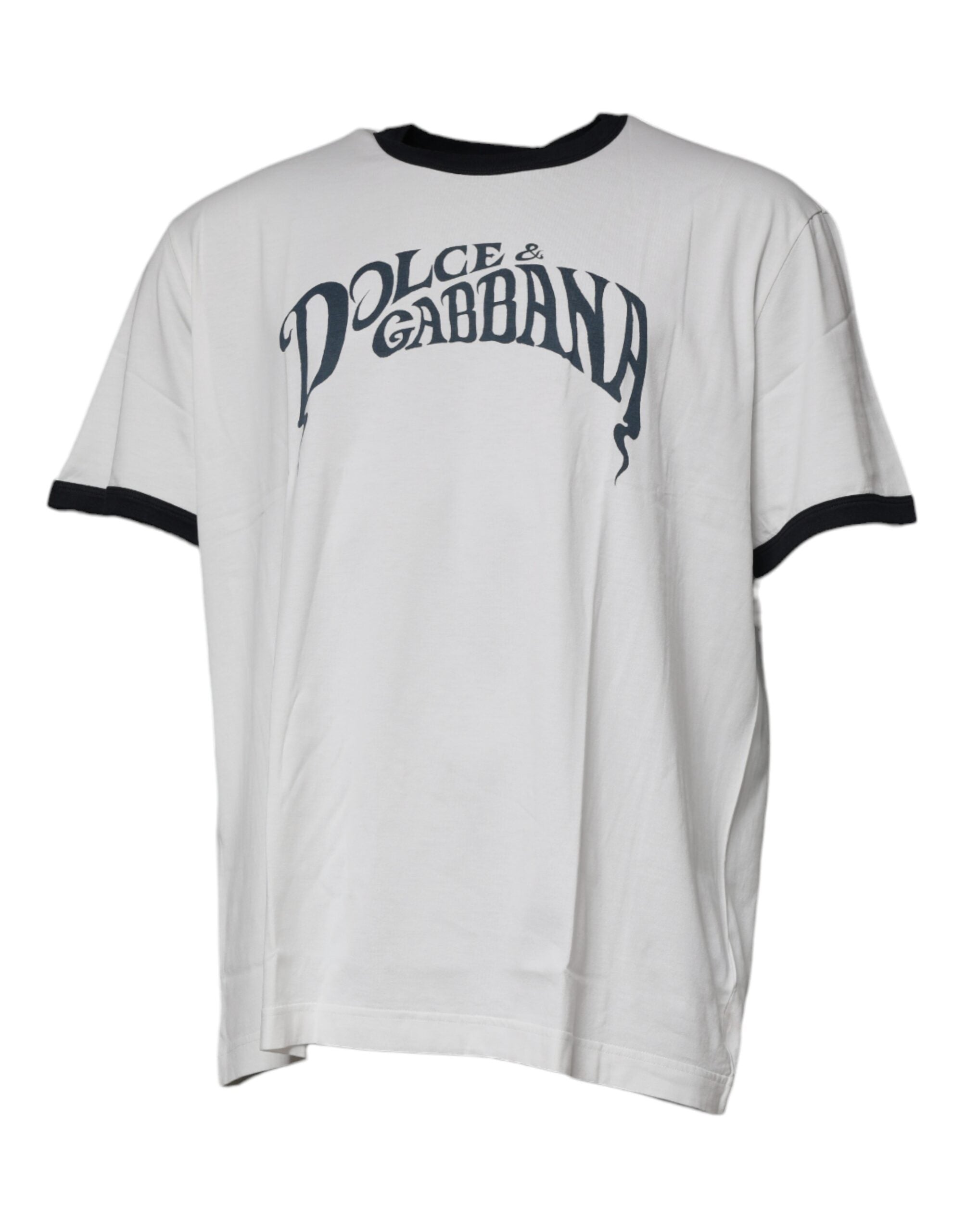 Dolce &amp; Gabbana – Weißes Baumwoll-T-Shirt mit Rundhalsausschnitt und grafischem Print