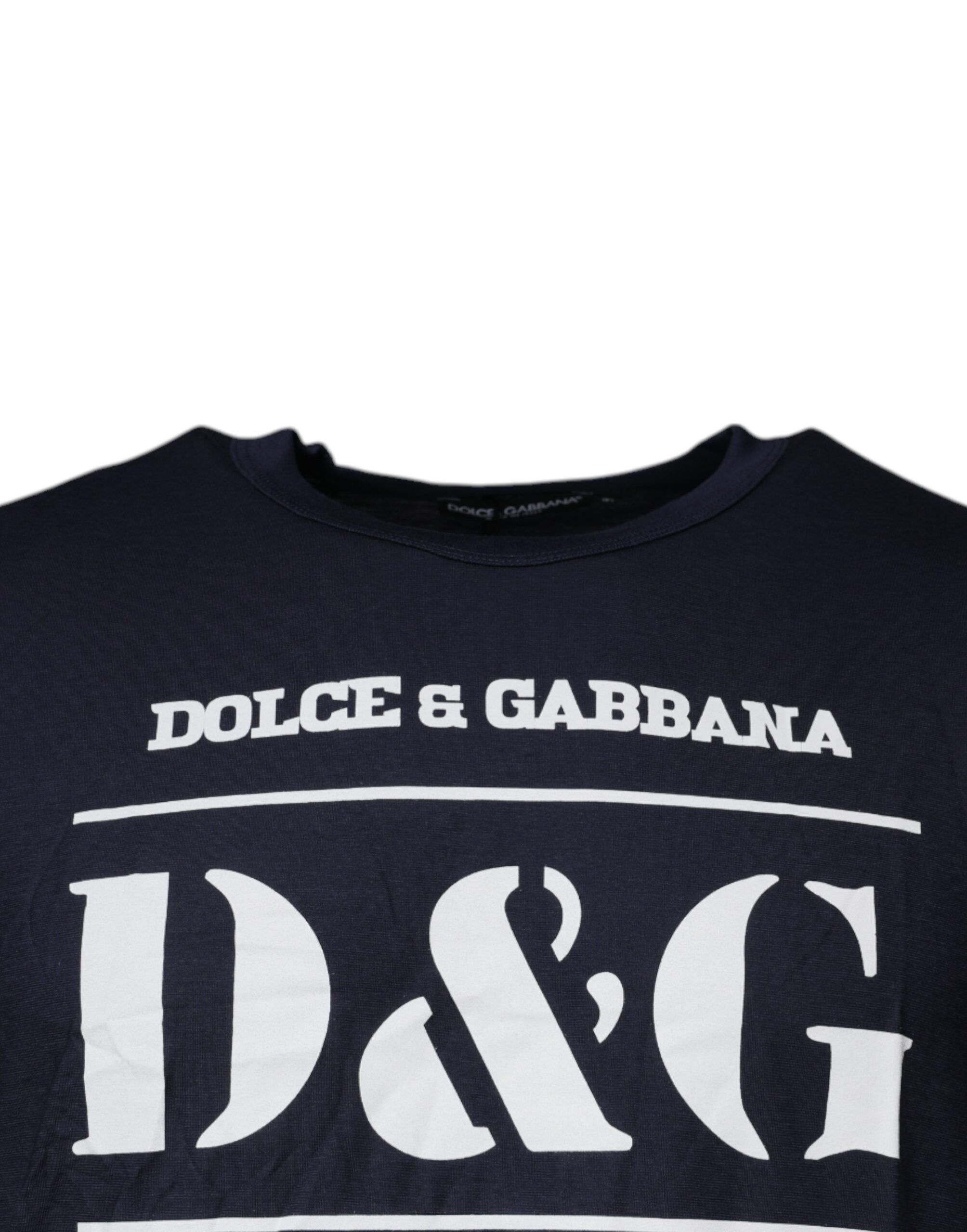 Tricou Dolce &amp; Gabbana albastru cu guler rotund din bumbac D&amp;G King Of Love
