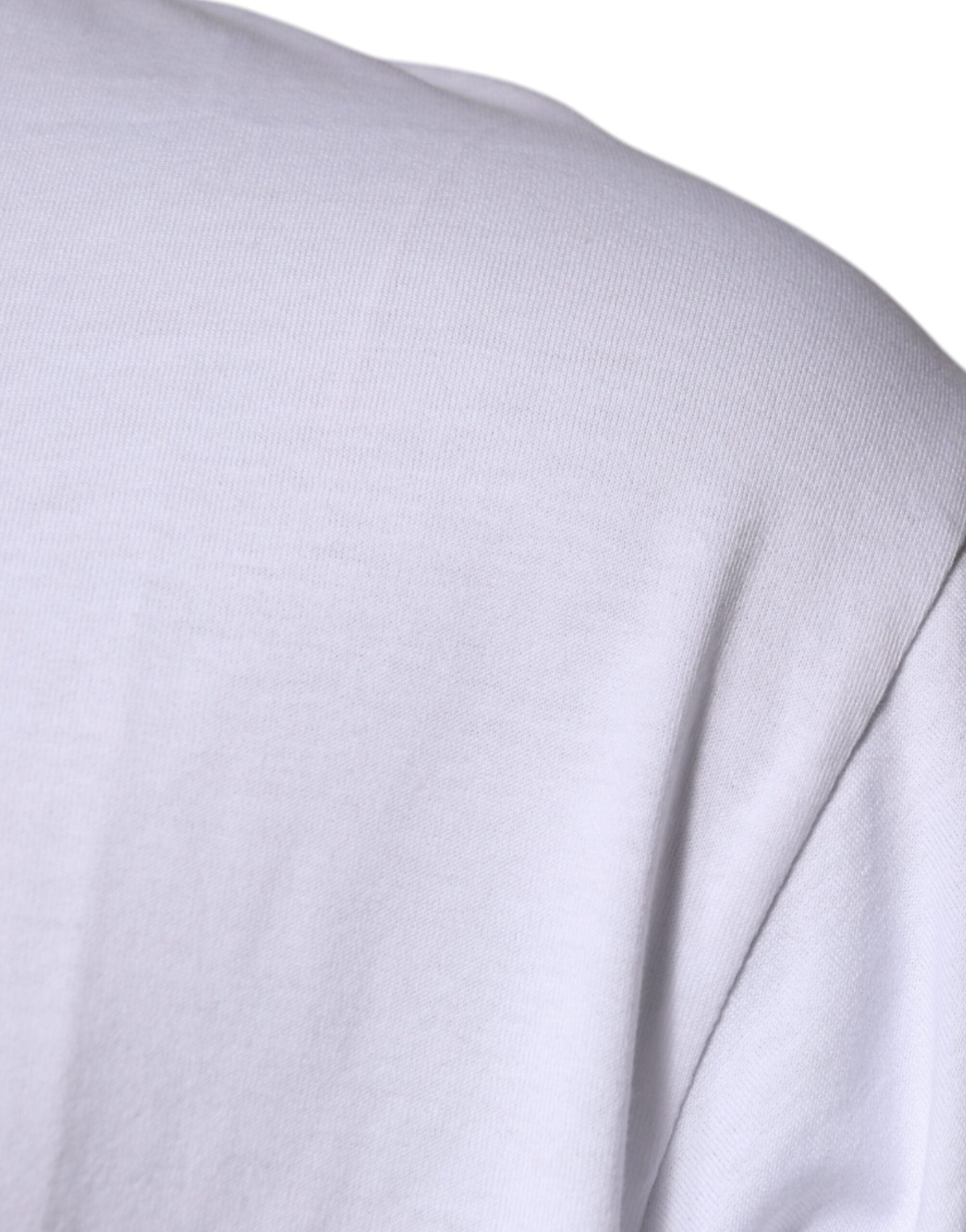 Tricou Dolce &amp; Gabbana alb cu guler rotund din bumbac DG Milano