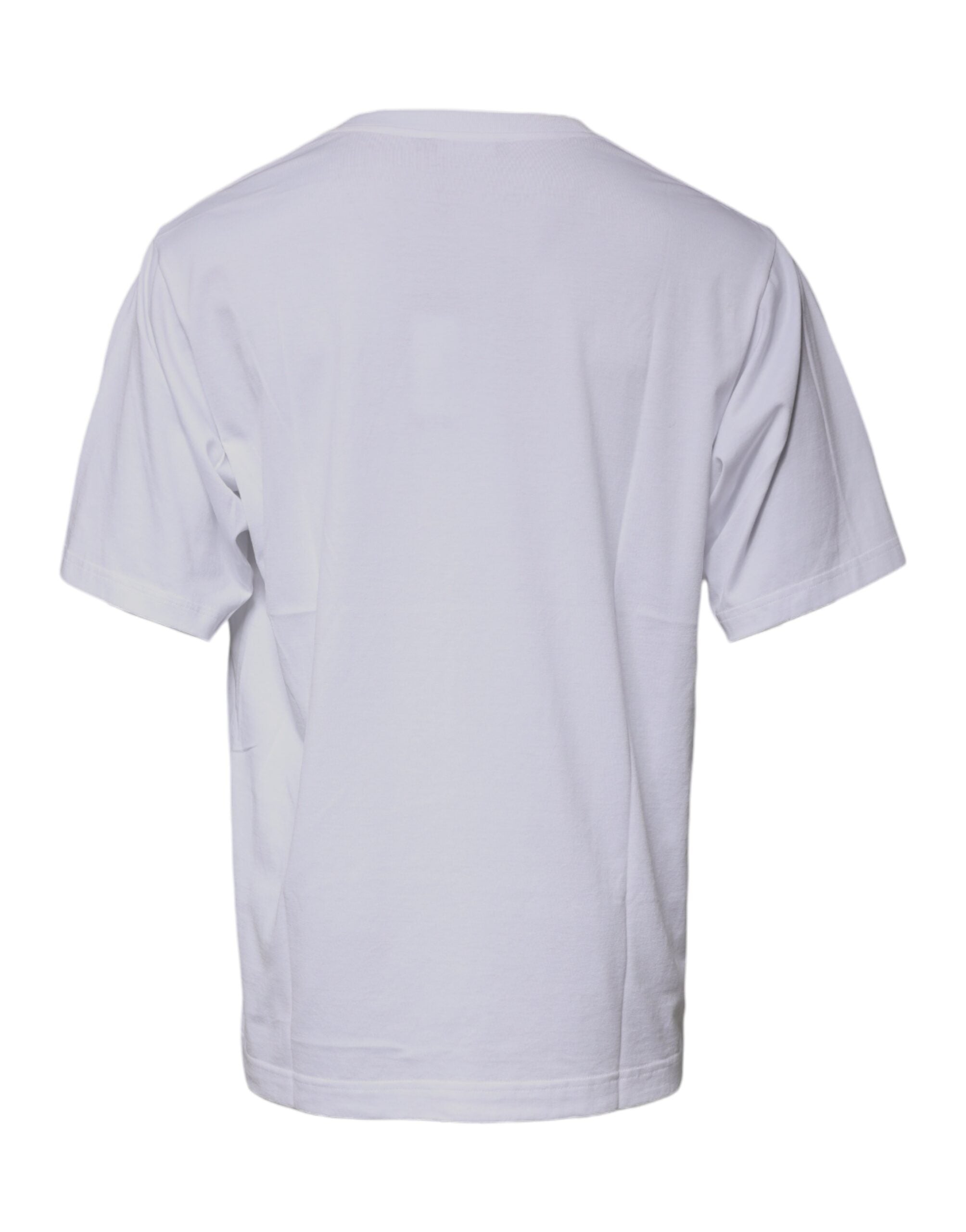 Tricou Dolce &amp; Gabbana alb cu guler rotund din bumbac DG Milano