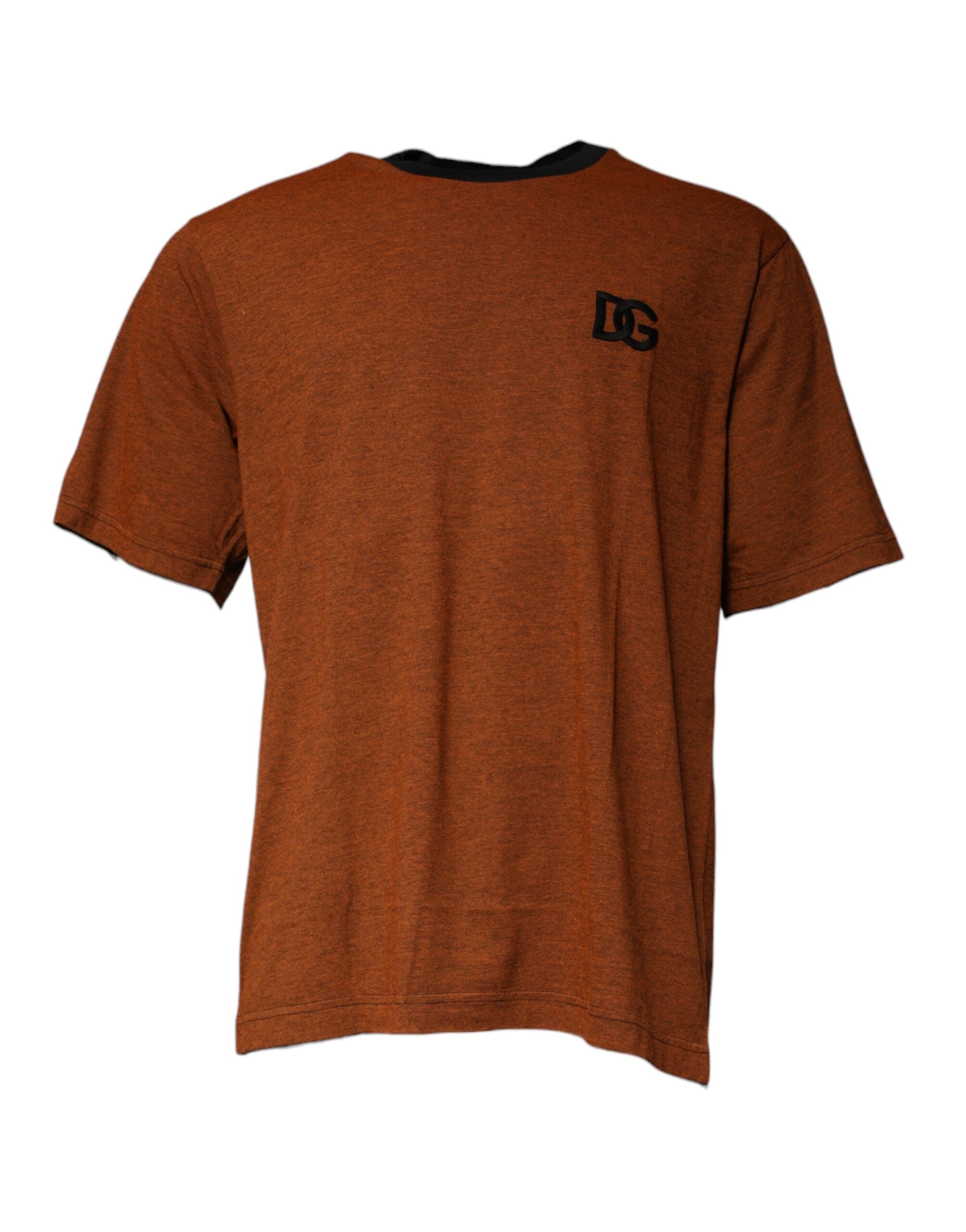 Dolce &amp; Gabbana Braunes T-Shirt aus Baumwolle mit Rundhalsausschnitt und DG-Logo