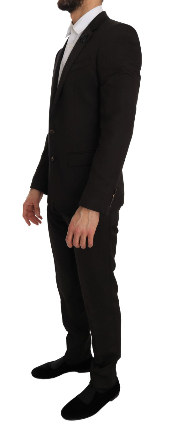 Dolce &amp; Gabbana Eleganter brauner Jacquard-Martini-Anzug