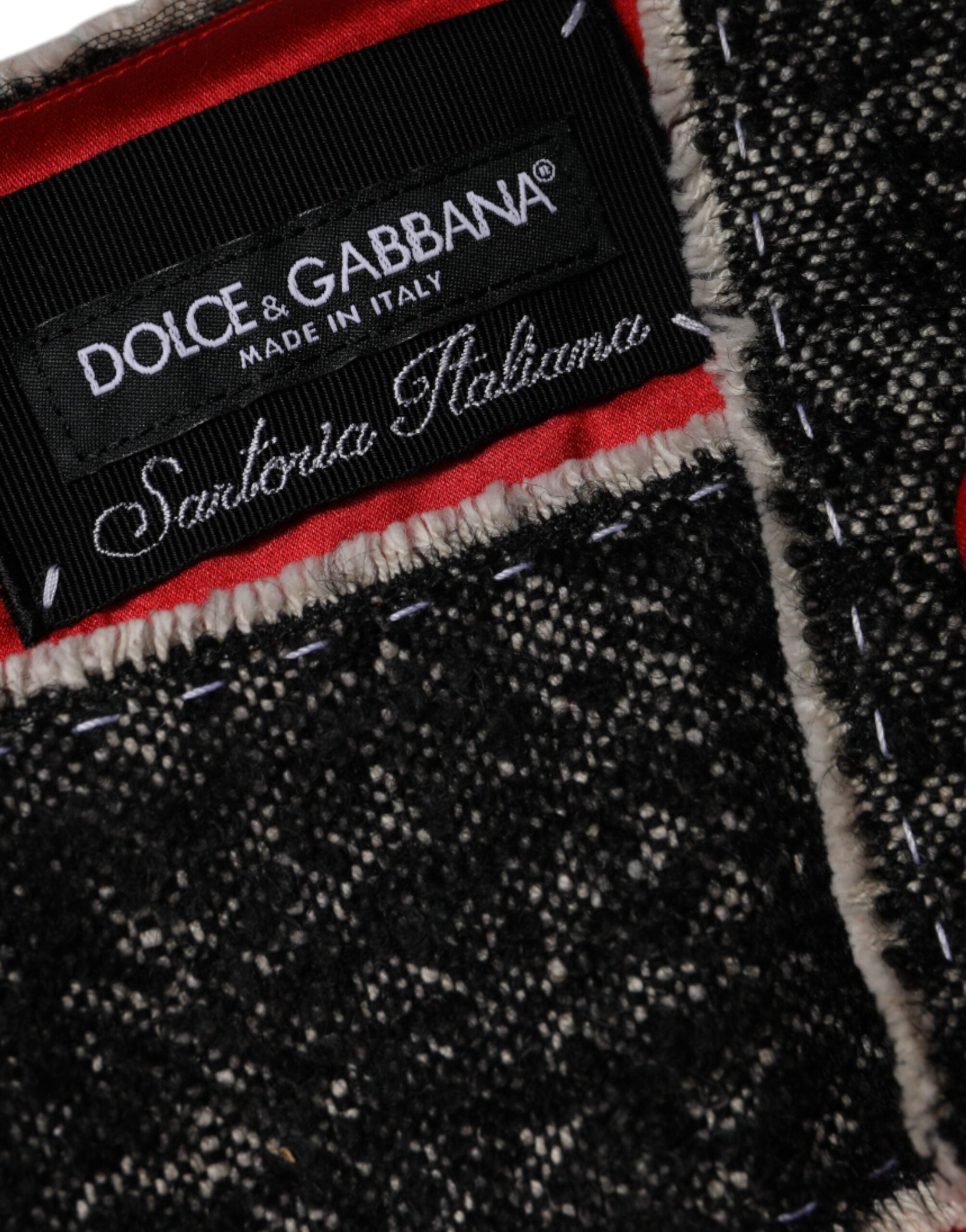 Rochie mini evazată fără mâneci, cu model A, din lână roșie Dolce &amp; Gabbana