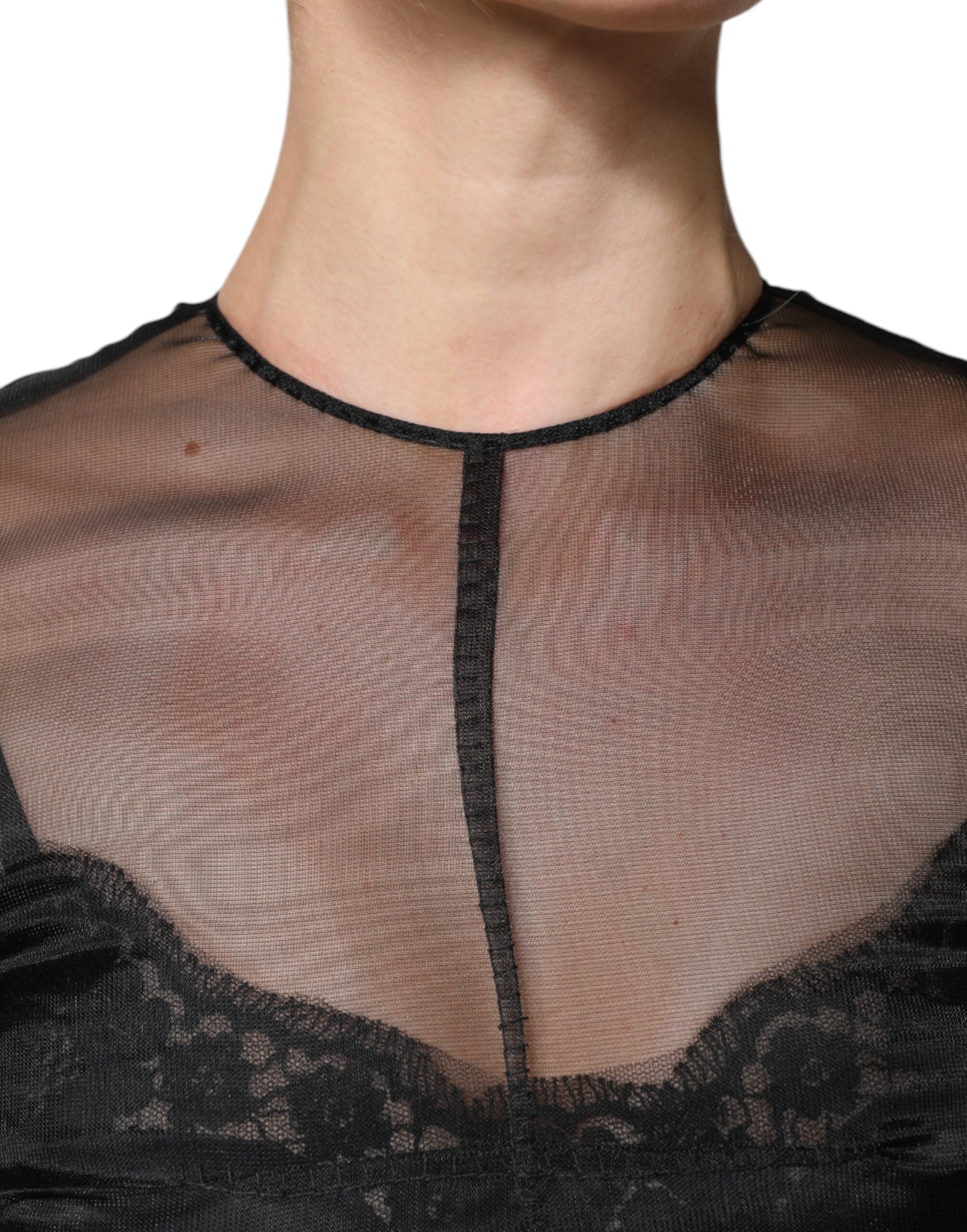 Rochie de cocktail midi Dolce &amp; Gabbana neagră din tul, cu model A