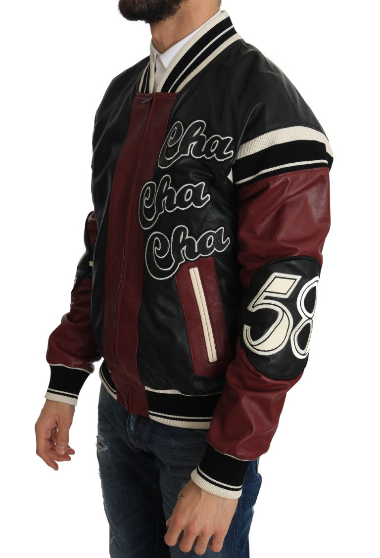 Dolce &amp; Gabbana Jachetă bomber din piele de oaie rafinată