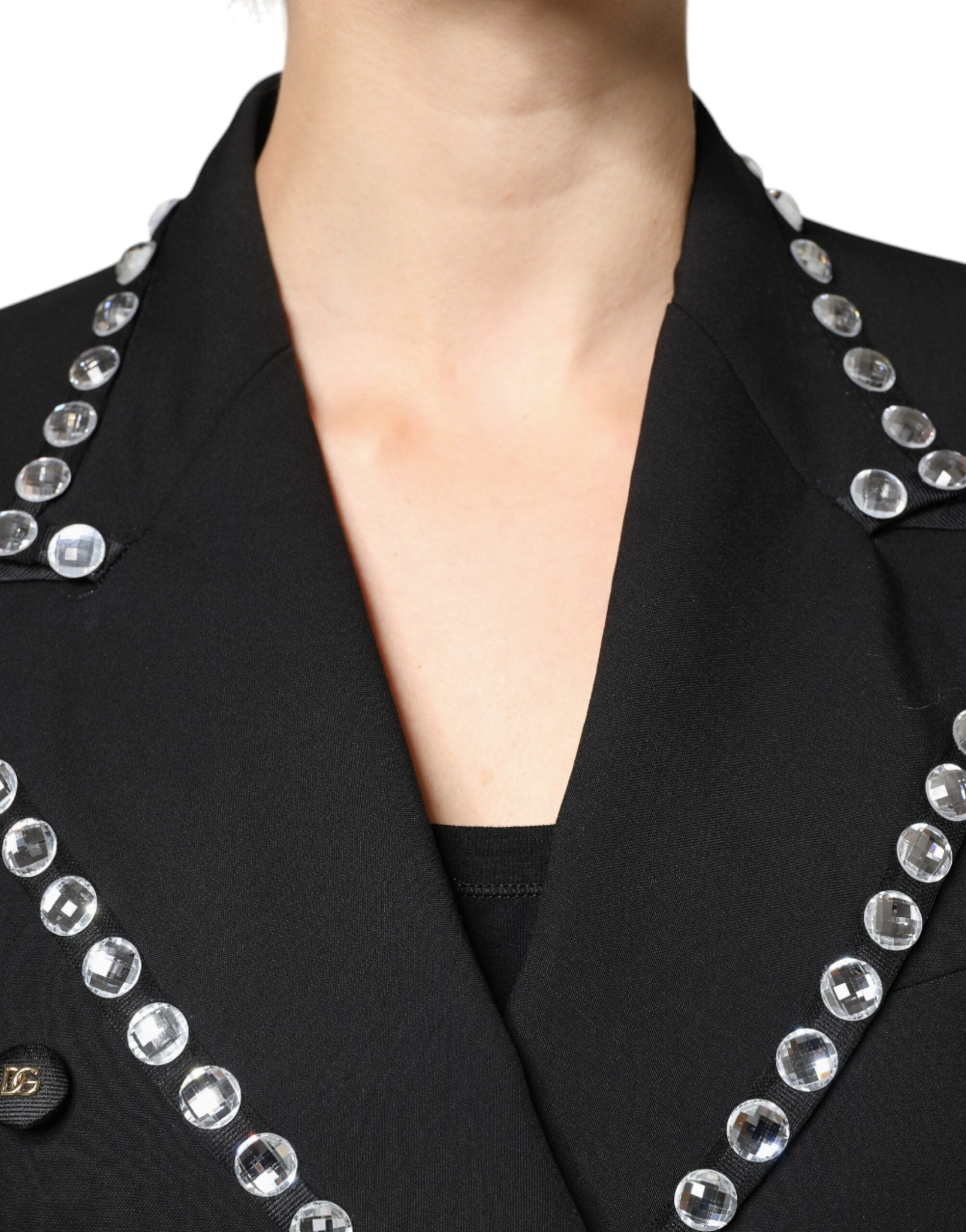 Dolce &amp; Gabbana – Zweireihige Blazerjacke mit schwarzem Kristall