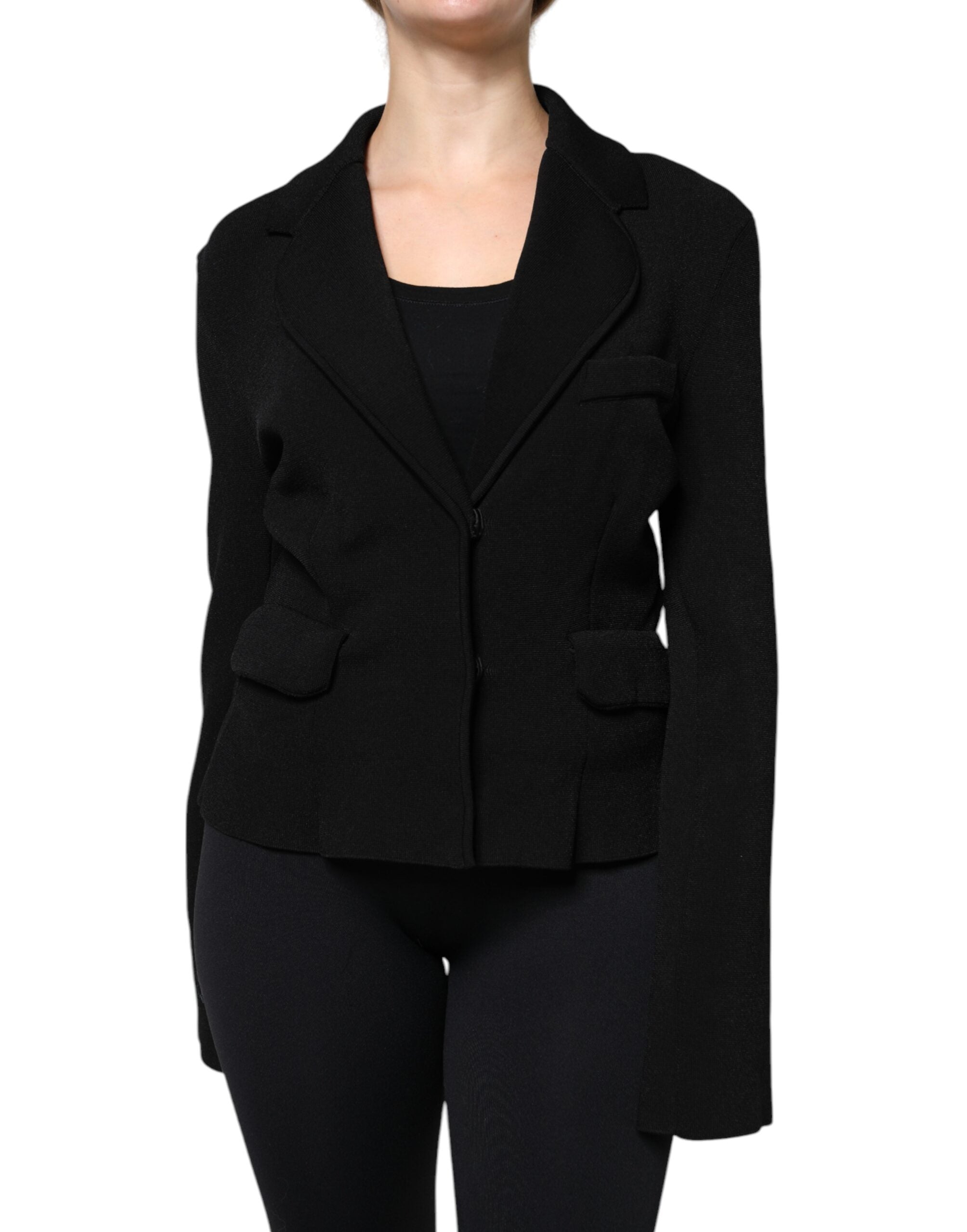 Dolce &amp; Gabbana – Einreihige Blazerjacke aus schwarzer Viskose