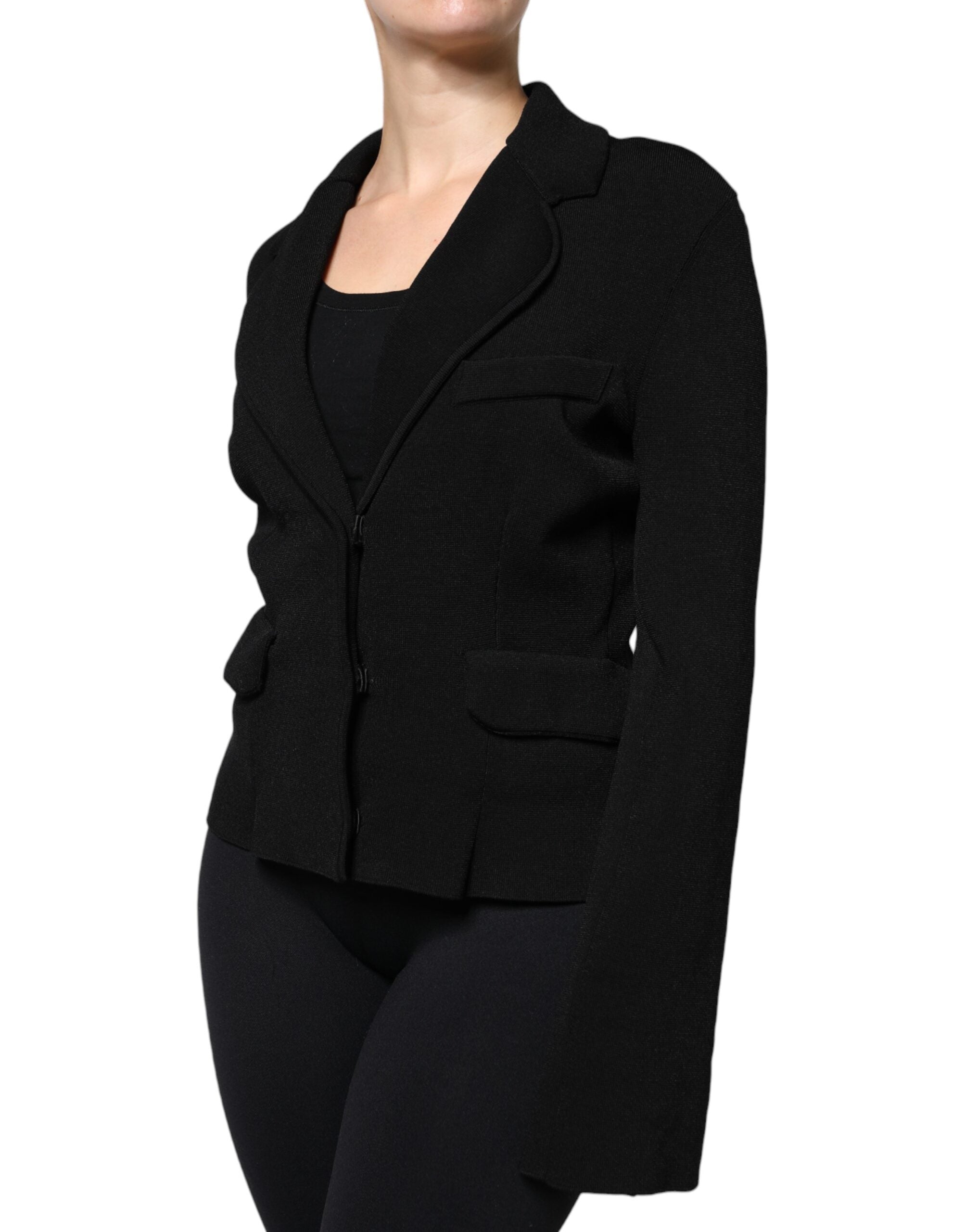 Dolce &amp; Gabbana – Einreihige Blazerjacke aus schwarzer Viskose