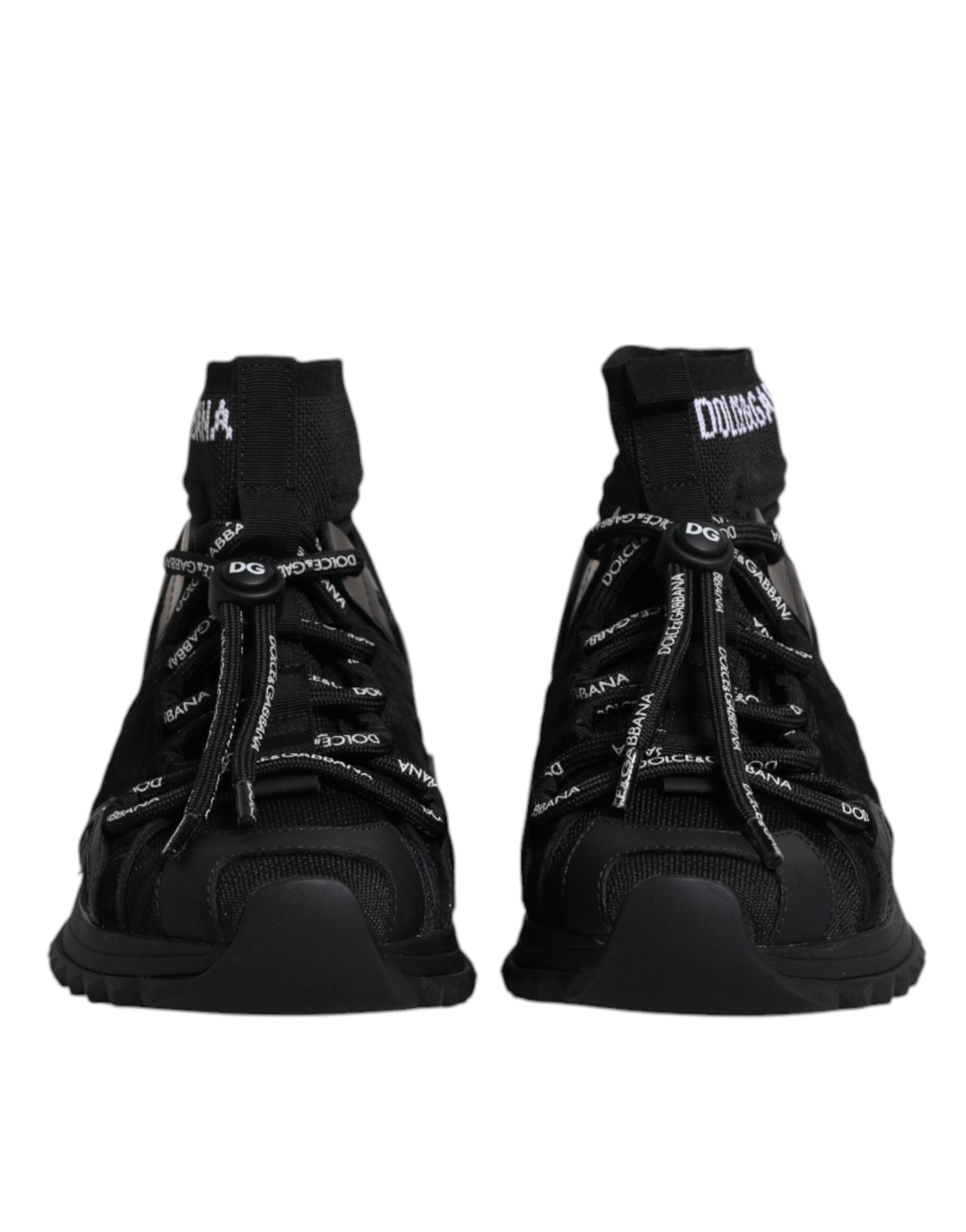 Dolce &amp; Gabbana Schwarze Sorrento Socken Logo Sneakers Schuhe