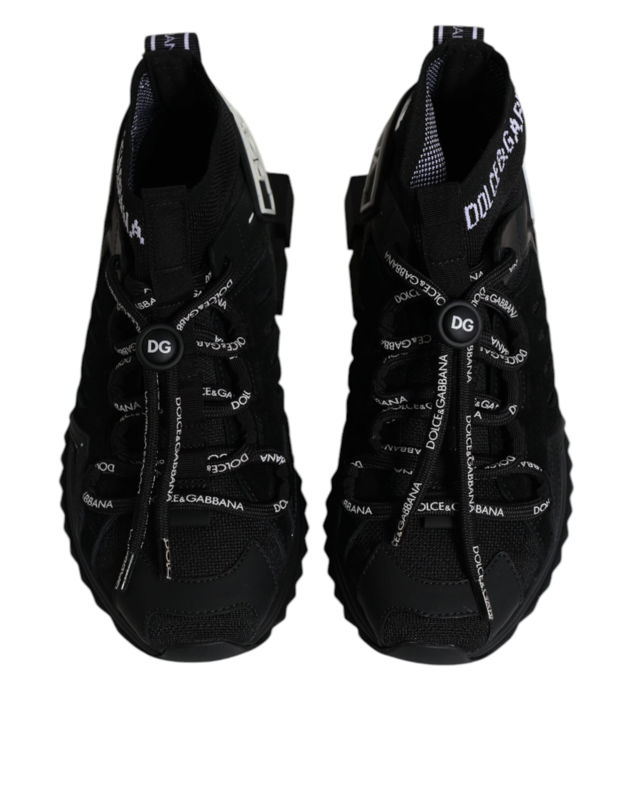 Dolce &amp; Gabbana Schwarze Sorrento Socken Logo Sneakers Schuhe