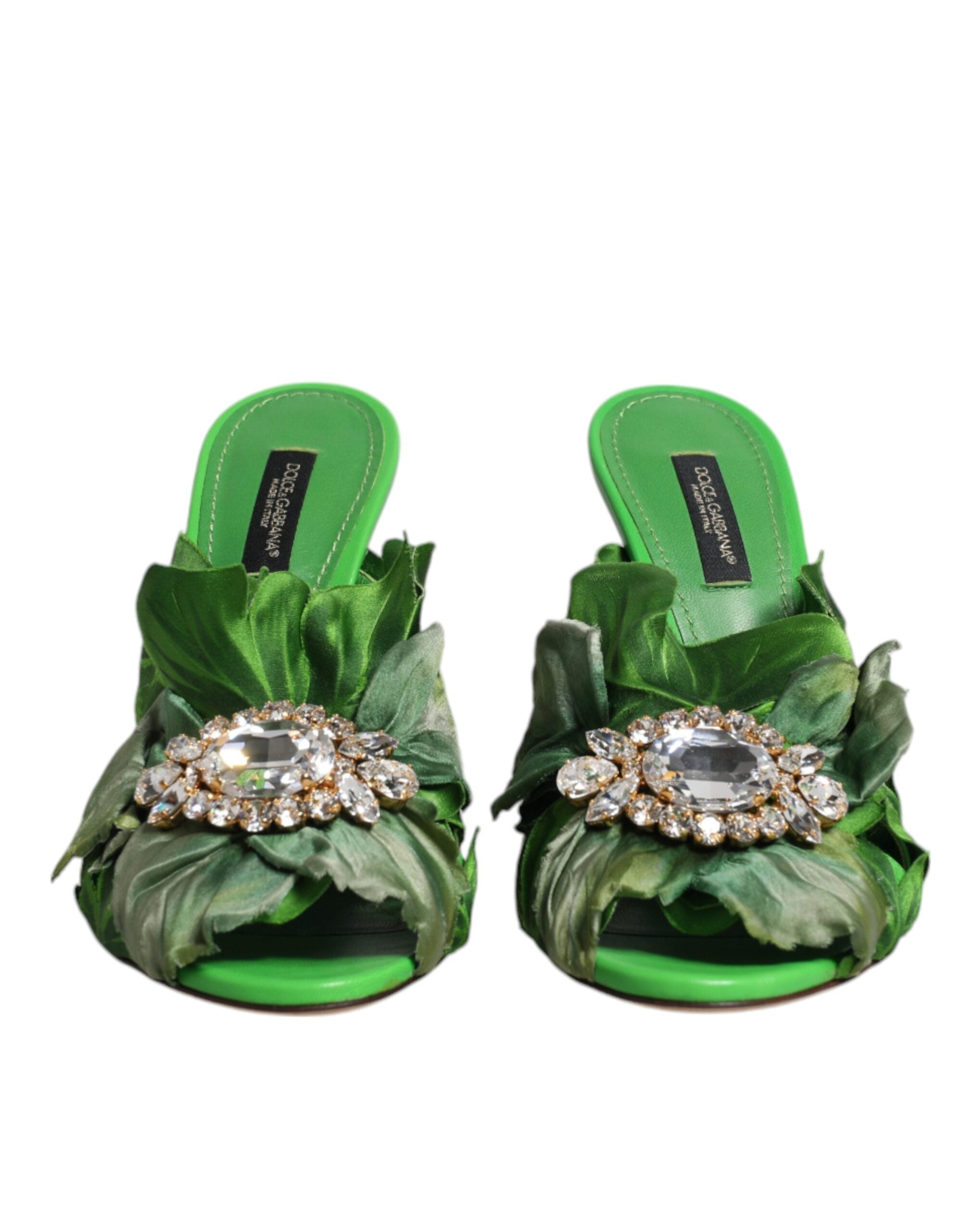 Sandale Dolce &amp; Gabbana KEIRA cu cristale verzi