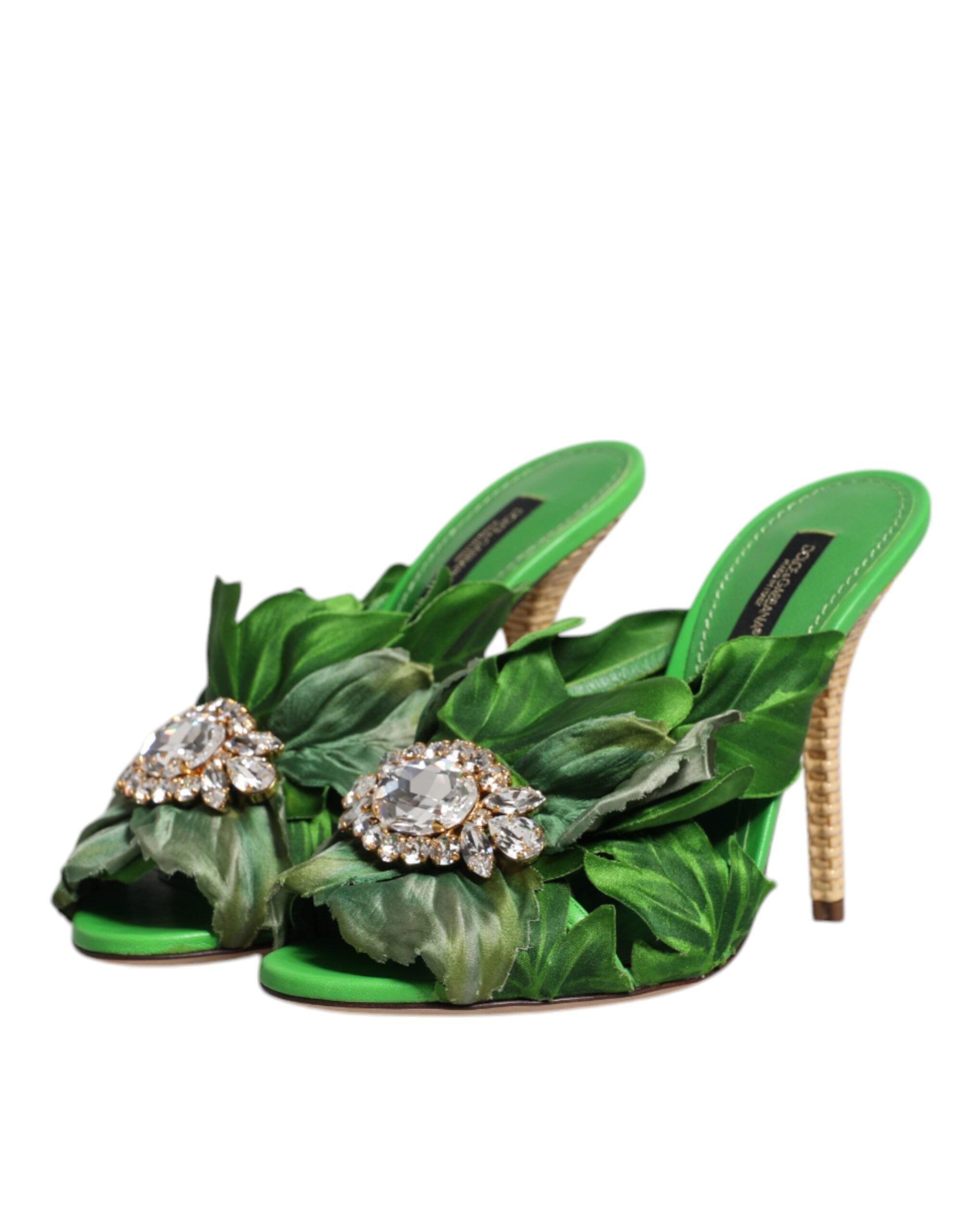 Sandale Dolce &amp; Gabbana KEIRA cu cristale verzi