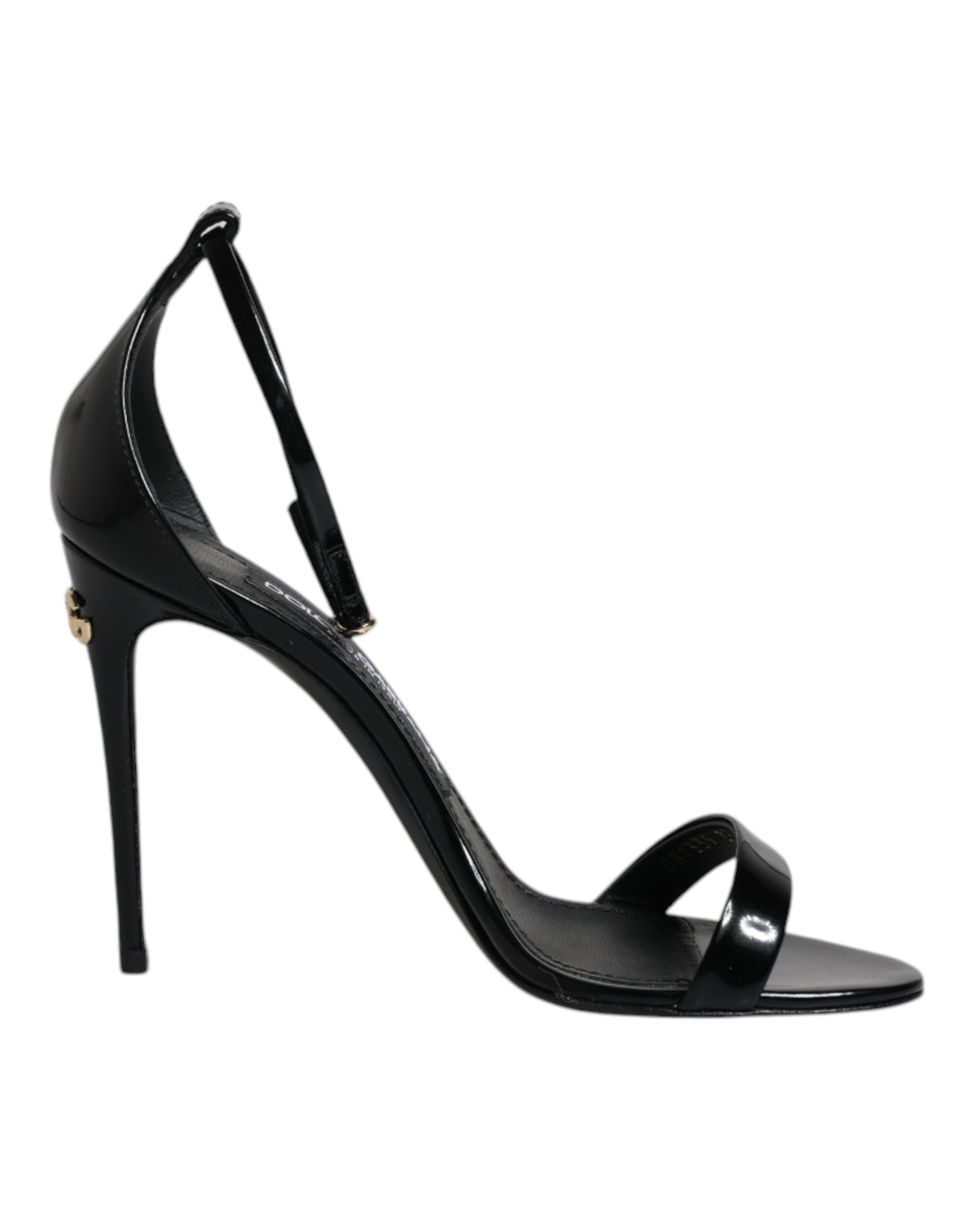 Sandale Dolce &amp; Gabbana negre cu toc KEIRA și bareta la gleznă