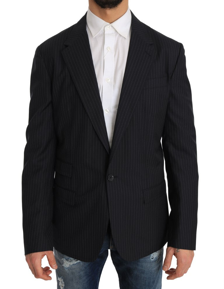 Dolce &amp; Gabbana Eleganter Slim Fit gestreifter Blazer aus Wolle und Seide