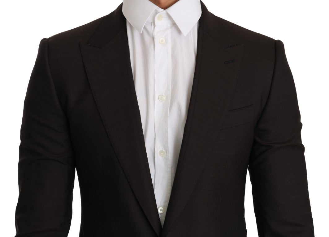 Dolce &amp; Gabbana – Elegante, schmale Blazerjacke aus brauner Schurwolle