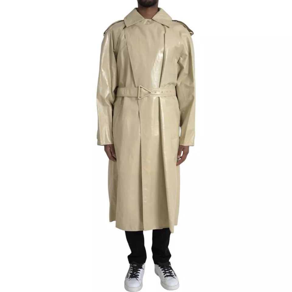 Jachetă trench din piele de miel bej Bottega Veneta
