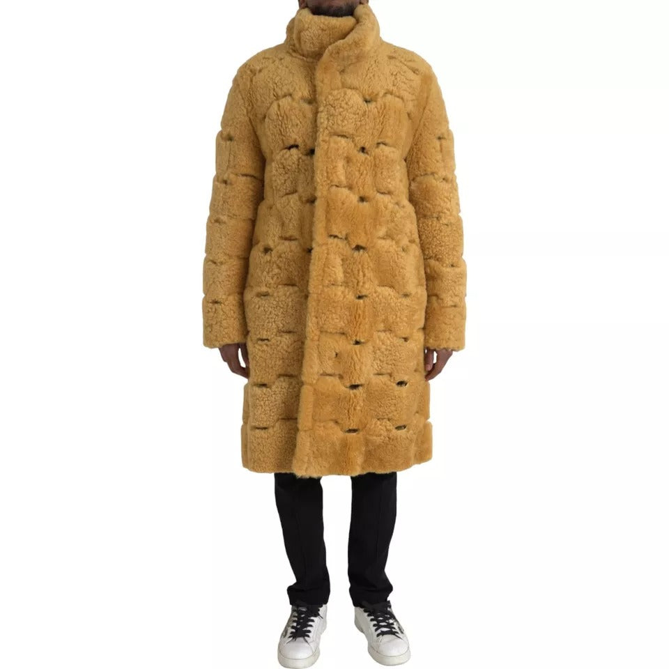 Jachetă lungă din lână galbenă Bottega Veneta Teddy
