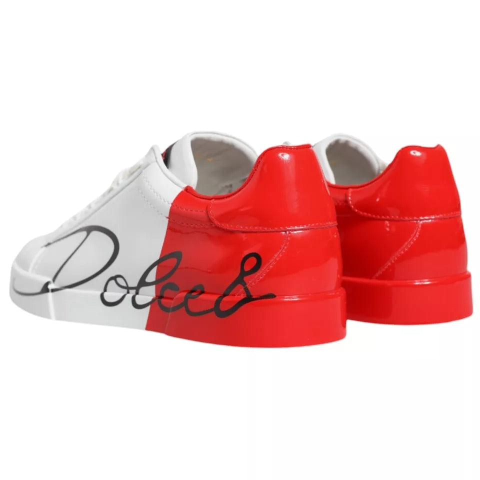 Dolce &amp; Gabbana Weiß Rot Portofino Low Top Sneakers Schuhe