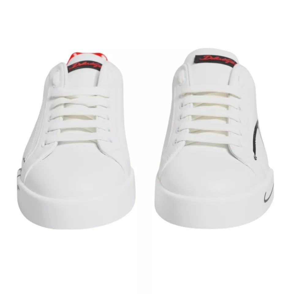 Dolce &amp; Gabbana Weiß Rot Portofino Low Top Sneakers Schuhe