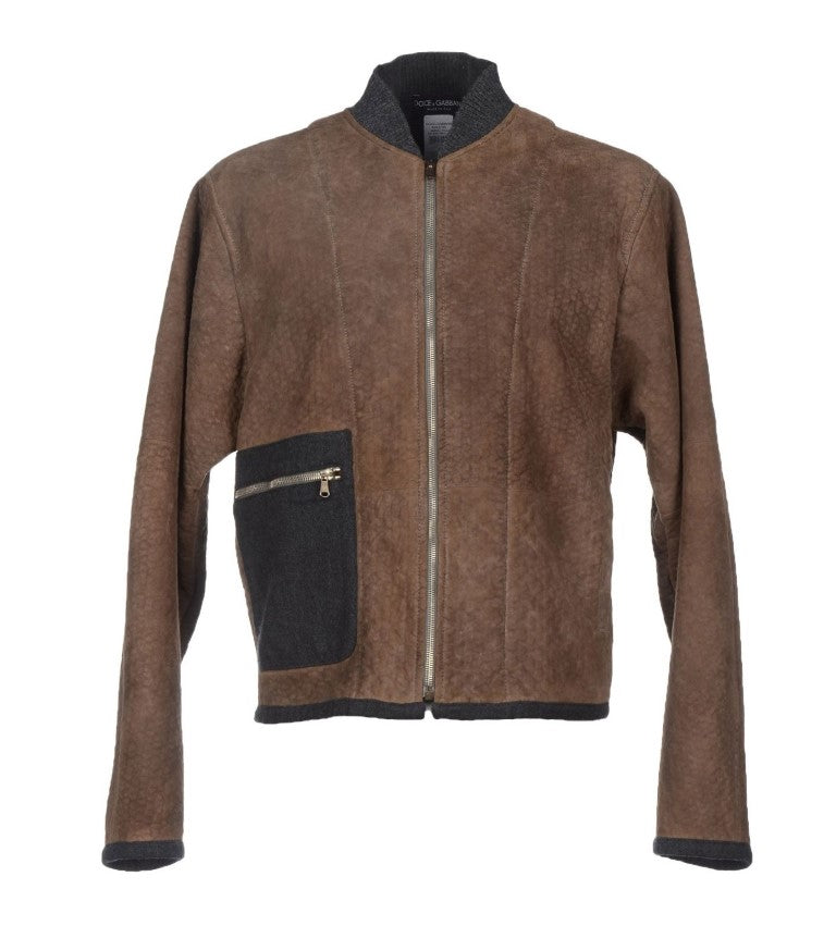 Dolce &amp; Gabbana Elegante Jacke aus Leder- und Wollmischung