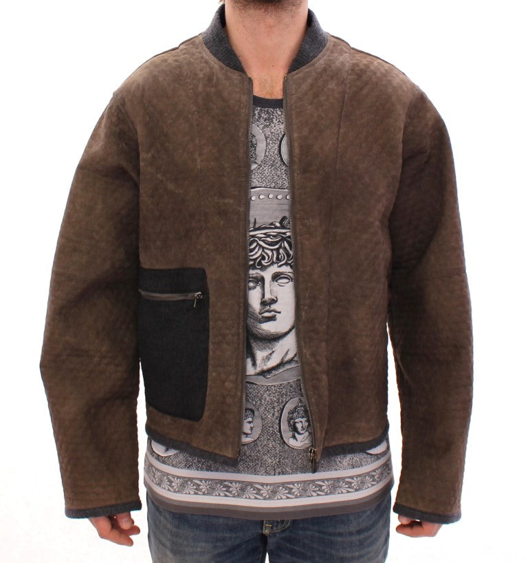 Dolce &amp; Gabbana Elegante Jacke aus Leder- und Wollmischung