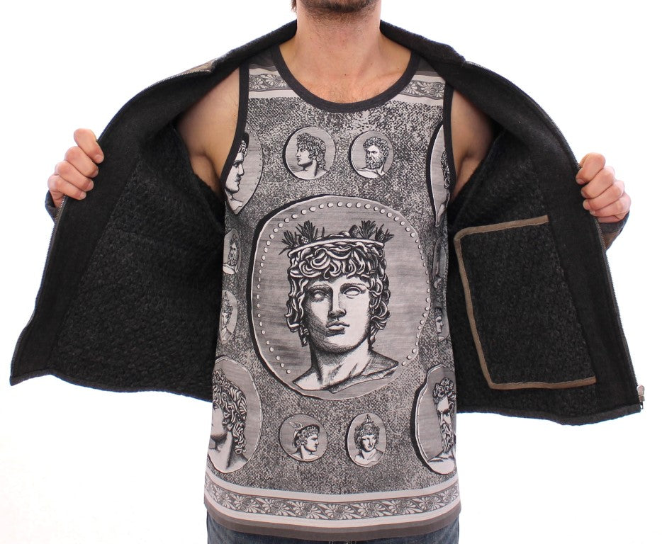 Dolce &amp; Gabbana Elegante Jacke aus Leder- und Wollmischung