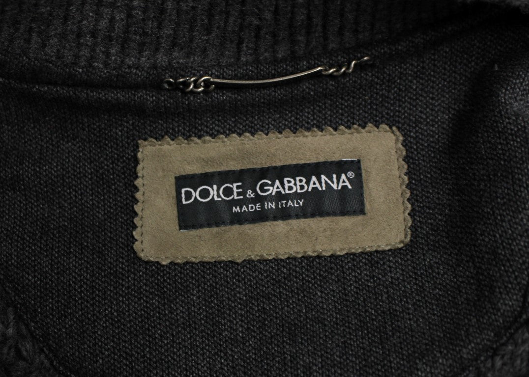 Dolce &amp; Gabbana Elegante Jacke aus Leder- und Wollmischung