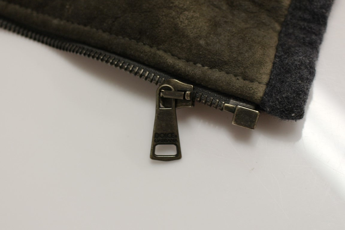 Dolce &amp; Gabbana Elegante Jacke aus Leder- und Wollmischung