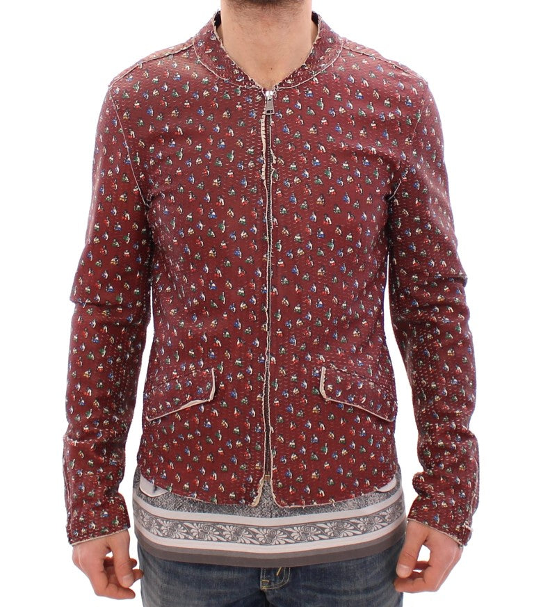 Dolce &amp; Gabbana – Exklusive Lederjacke im Boxer-Print in Bordeaux