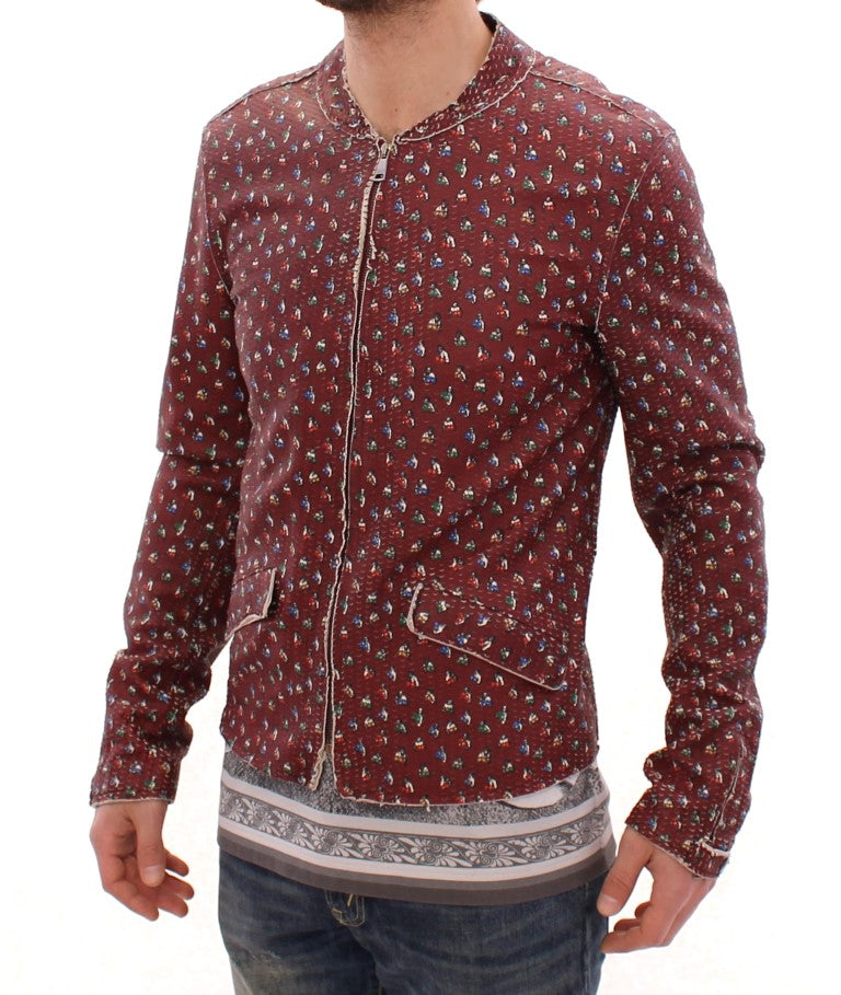 Dolce &amp; Gabbana – Exklusive Lederjacke im Boxer-Print in Bordeaux