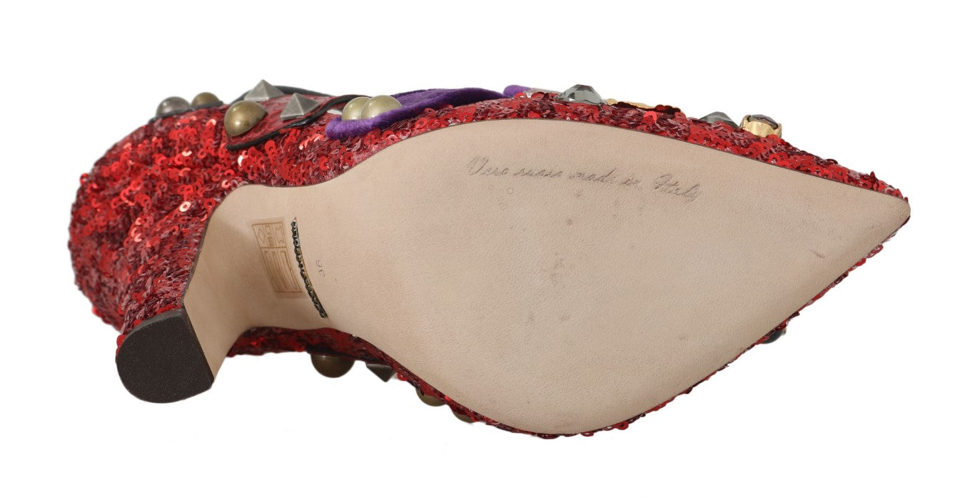 Dolce &amp; Gabbana Rote Bellucci Alta Moda Pumps mit Verzierung