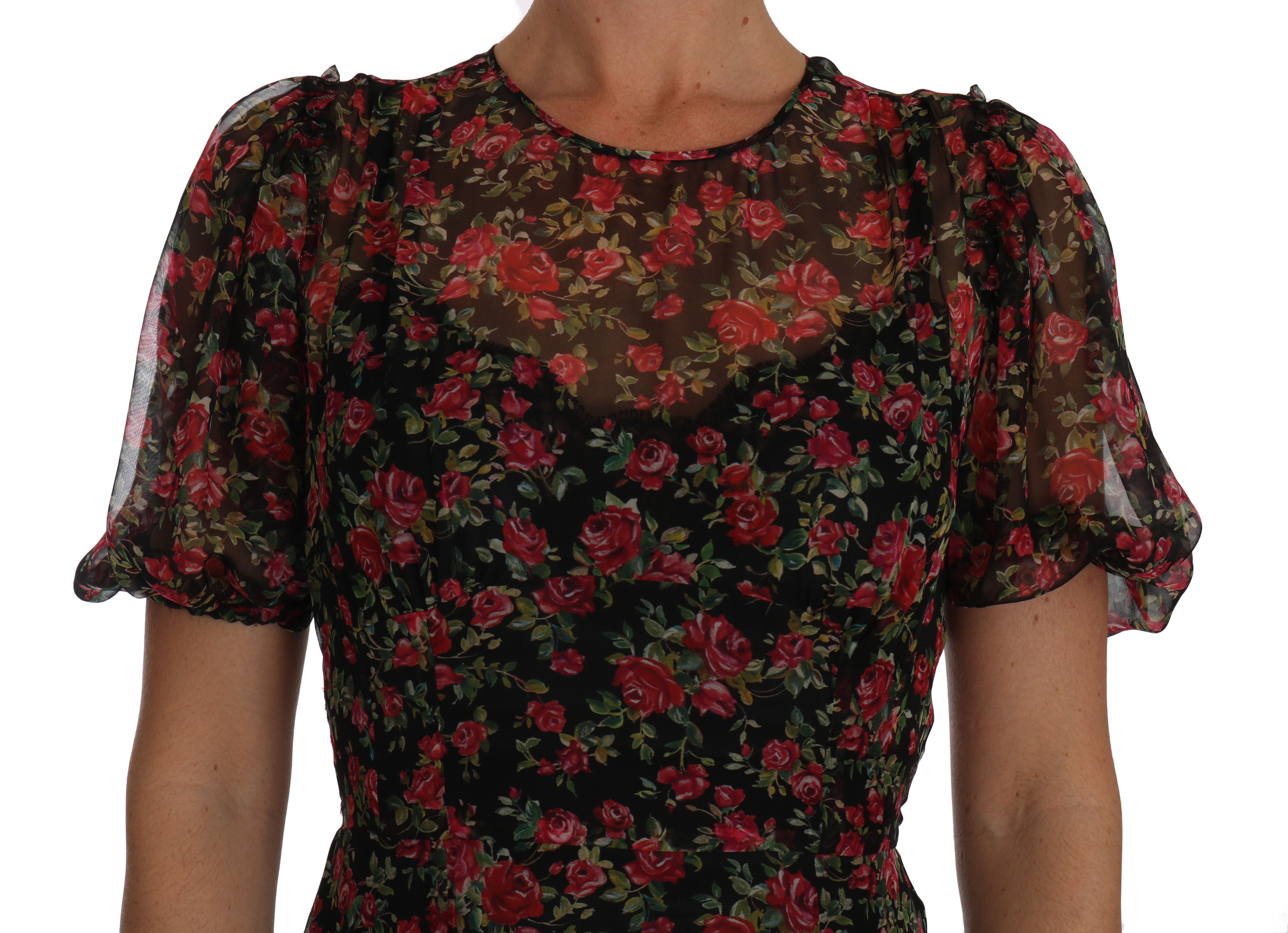 Rochie elegantă din mătase cu imprimeu floral A-line Dolce &amp; Gabbana