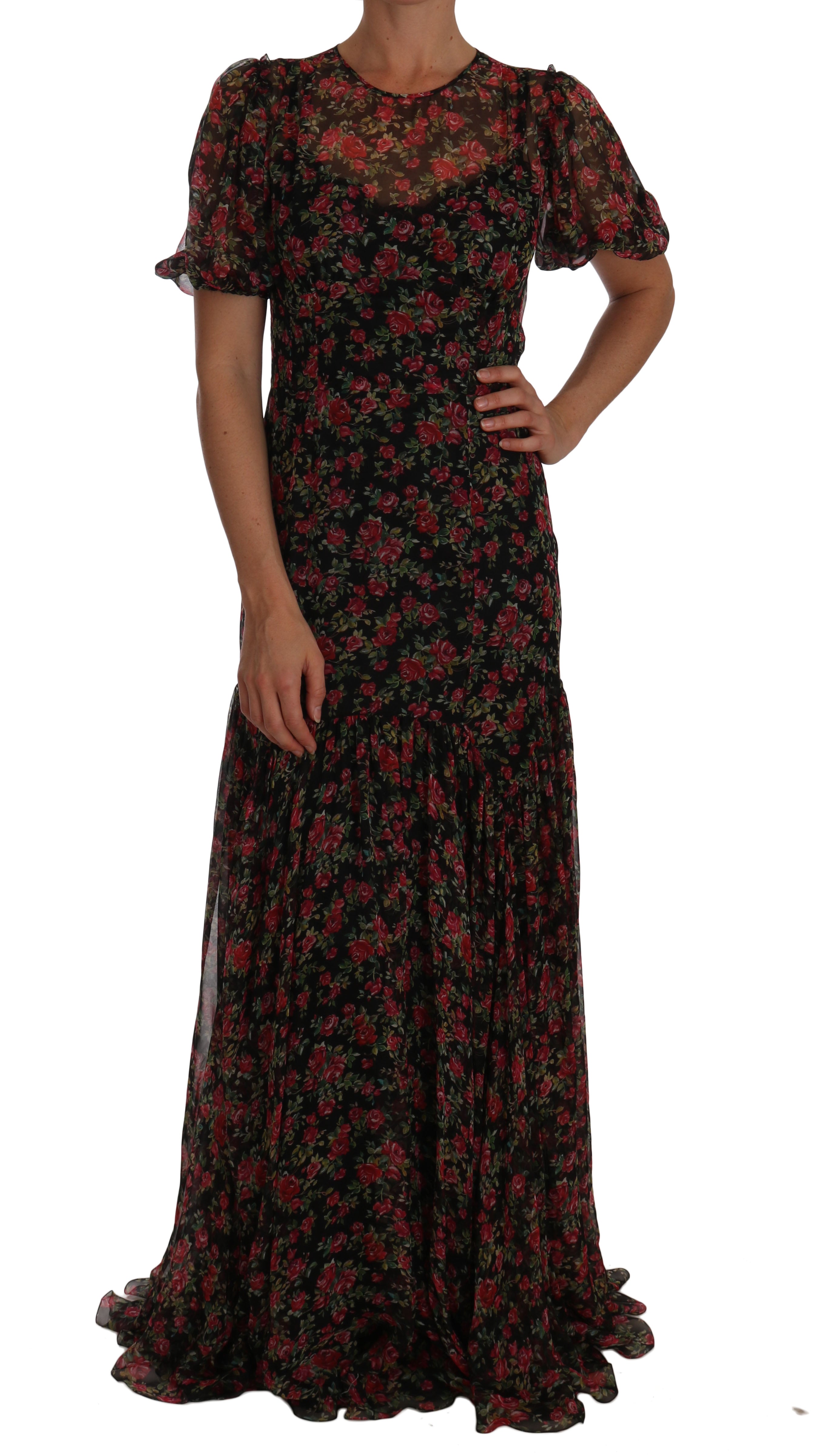 Dolce &amp; Gabbana Elegantes A-Linien-Seidenkleid mit Blumenmuster
