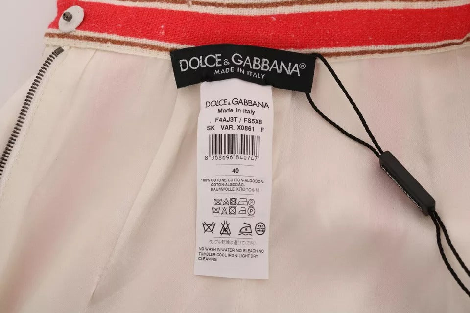 Fustă midi din bumbac cu dungi Portofino multicolore Dolce &amp; Gabbana