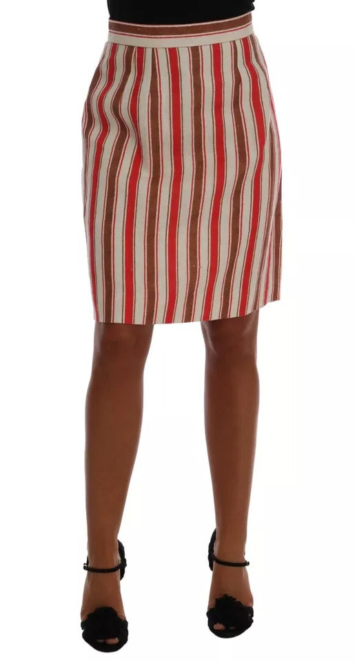 Fustă midi din bumbac cu dungi Portofino multicolore Dolce &amp; Gabbana