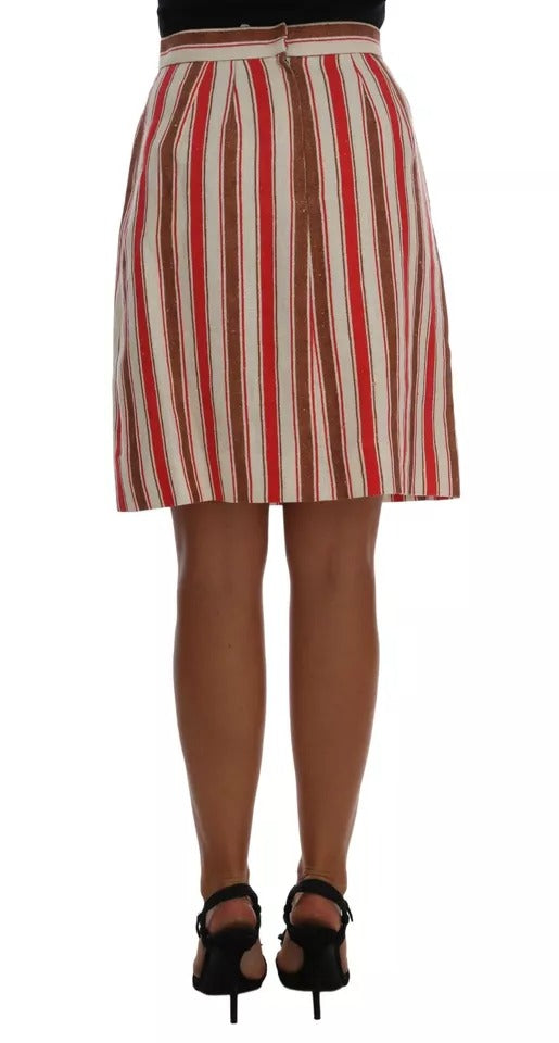 Fustă midi din bumbac cu dungi Portofino multicolore Dolce &amp; Gabbana