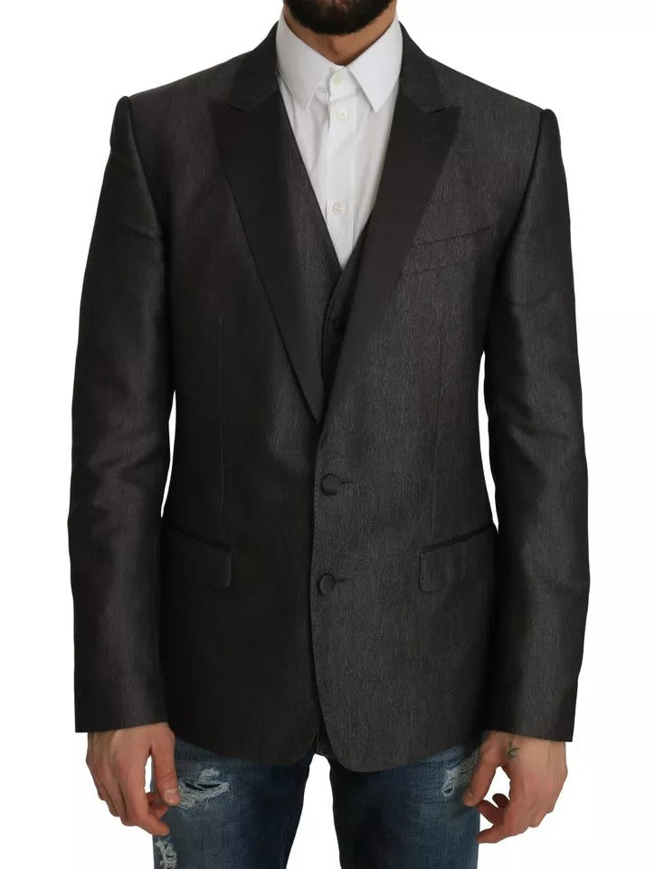 Dolce &amp; Gabbana Grauer MARTINI 2-teiliger Weste-Mantel-Blazer
