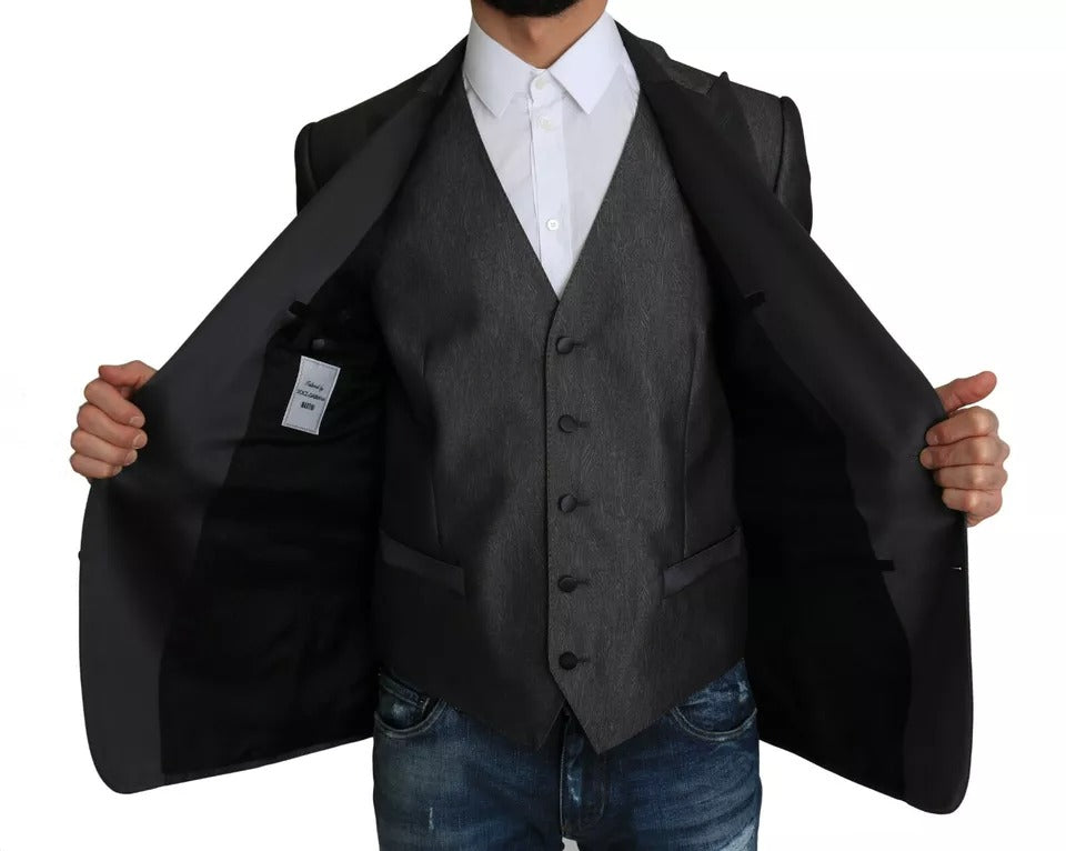 Dolce &amp; Gabbana Grauer MARTINI 2-teiliger Weste-Mantel-Blazer
