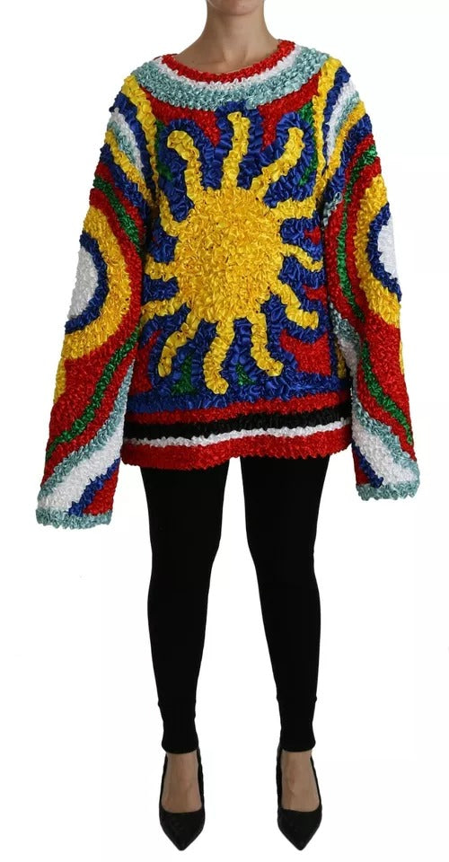 Dolce &amp; Gabbana Mehrfarbiger Sonnen-Rüschentop-Bluse-Pullover