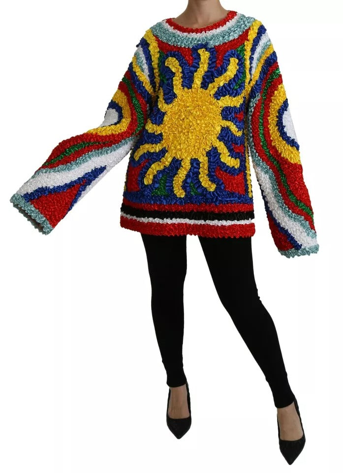 Dolce &amp; Gabbana Mehrfarbiger Sonnen-Rüschentop-Bluse-Pullover