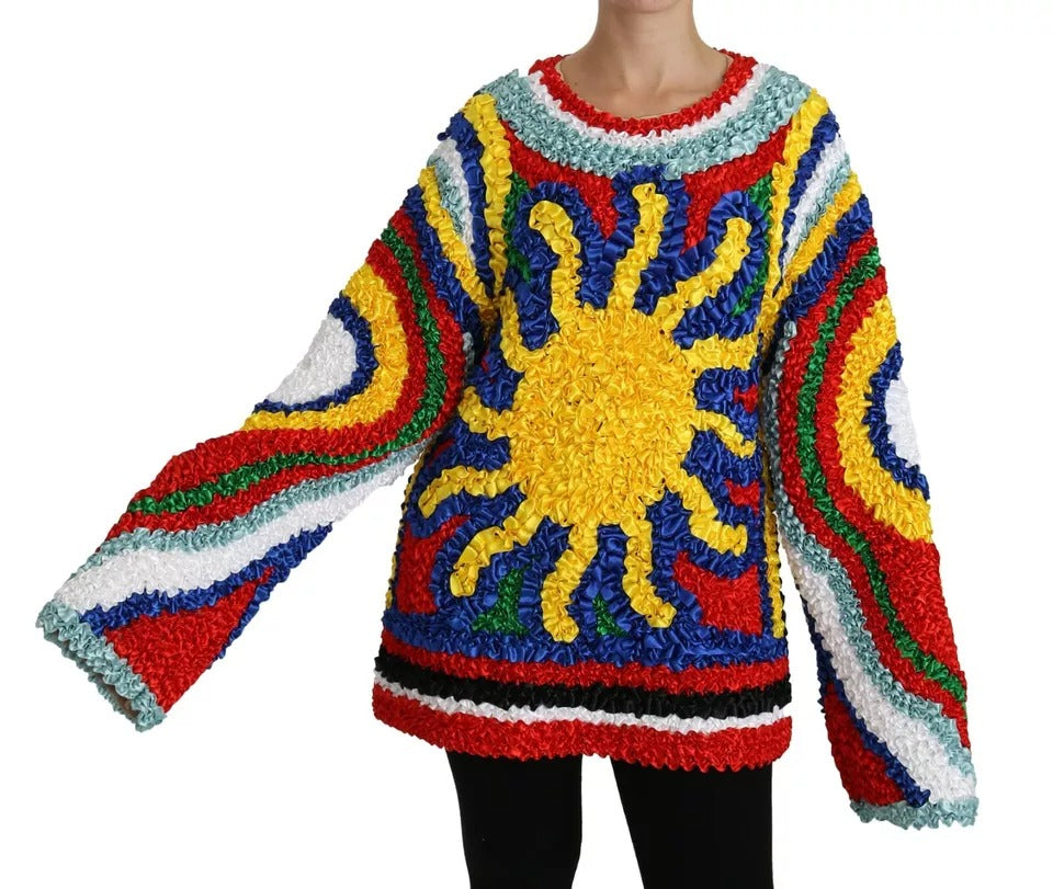 Dolce &amp; Gabbana Mehrfarbiger Sonnen-Rüschentop-Bluse-Pullover