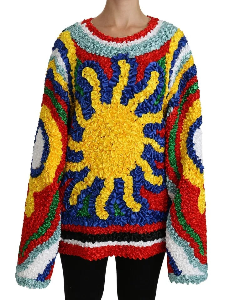 Dolce &amp; Gabbana Mehrfarbiger Sonnen-Rüschentop-Bluse-Pullover