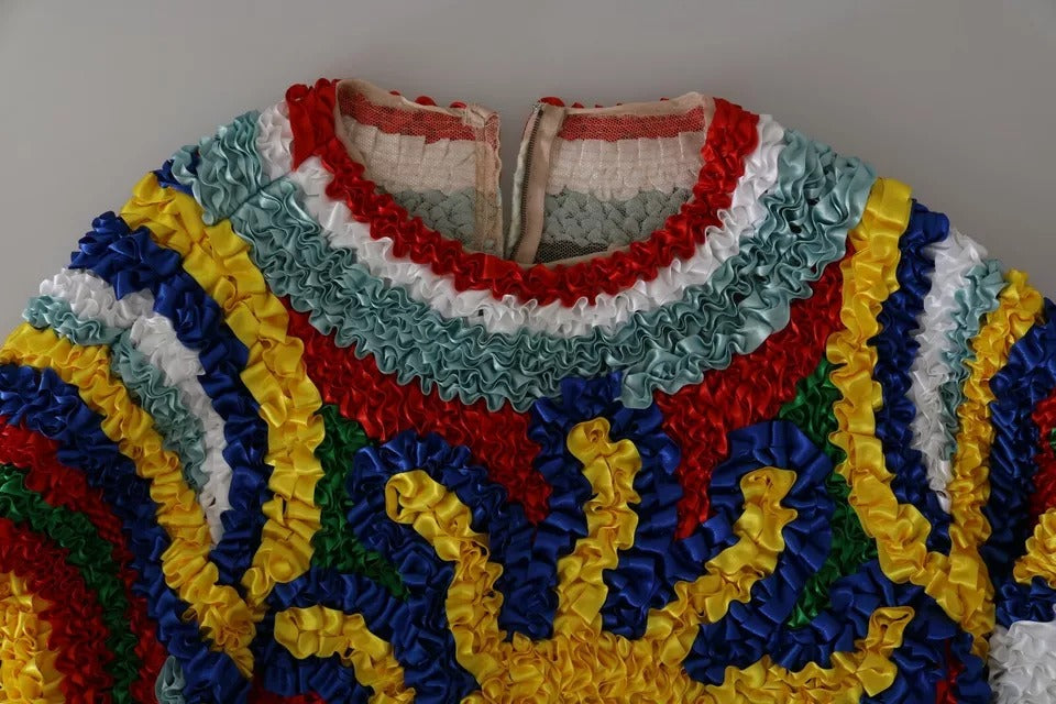 Dolce &amp; Gabbana Mehrfarbiger Sonnen-Rüschentop-Bluse-Pullover