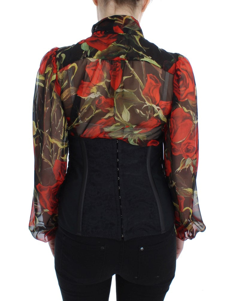 Dolce &amp; Gabbana – Eleganter Korsettgürtel aus schwarzem Brokat mit Blumenmuster