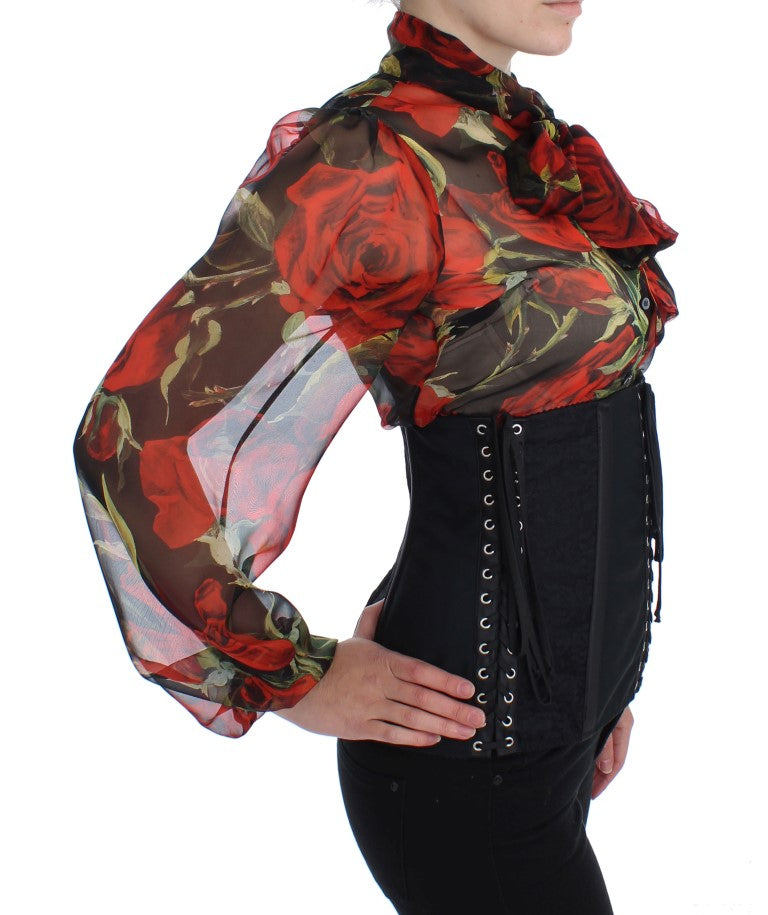 Dolce &amp; Gabbana – Eleganter Korsettgürtel aus schwarzem Brokat mit Blumenmuster