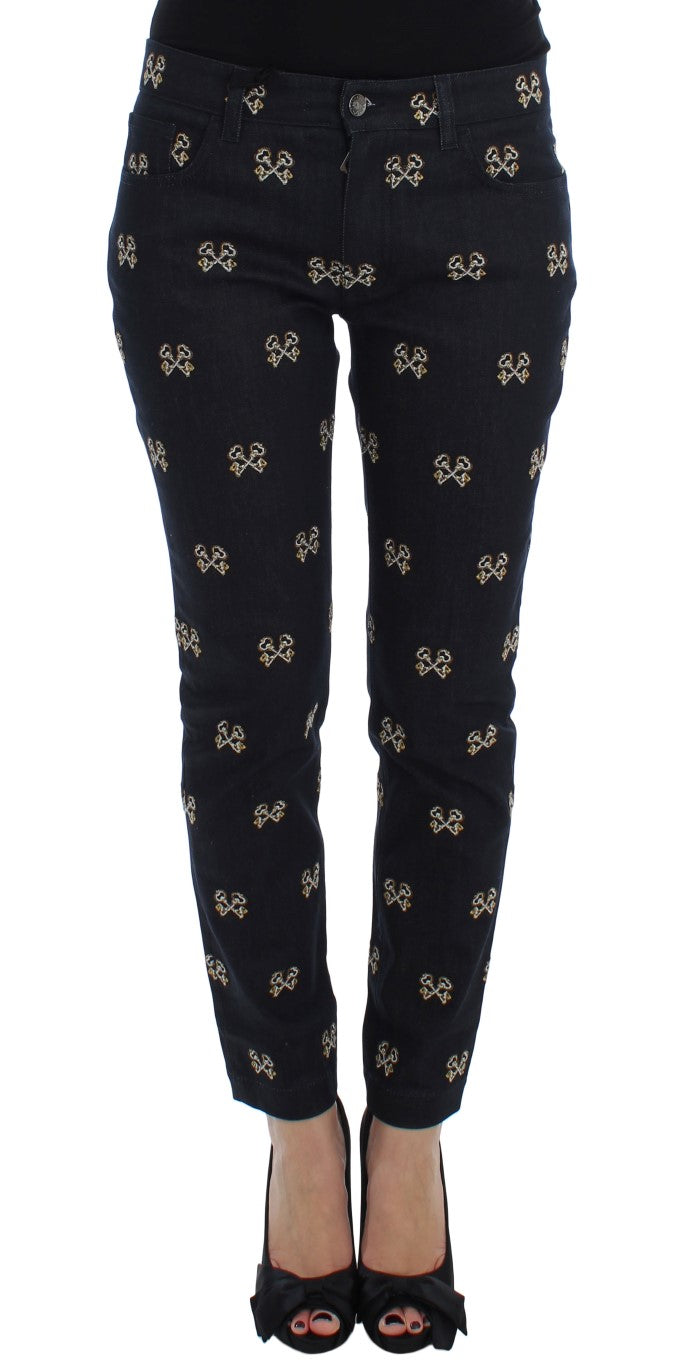 Dolce &amp; Gabbana – Elegante Slim-Fit-Jeans aus besticktem Denim