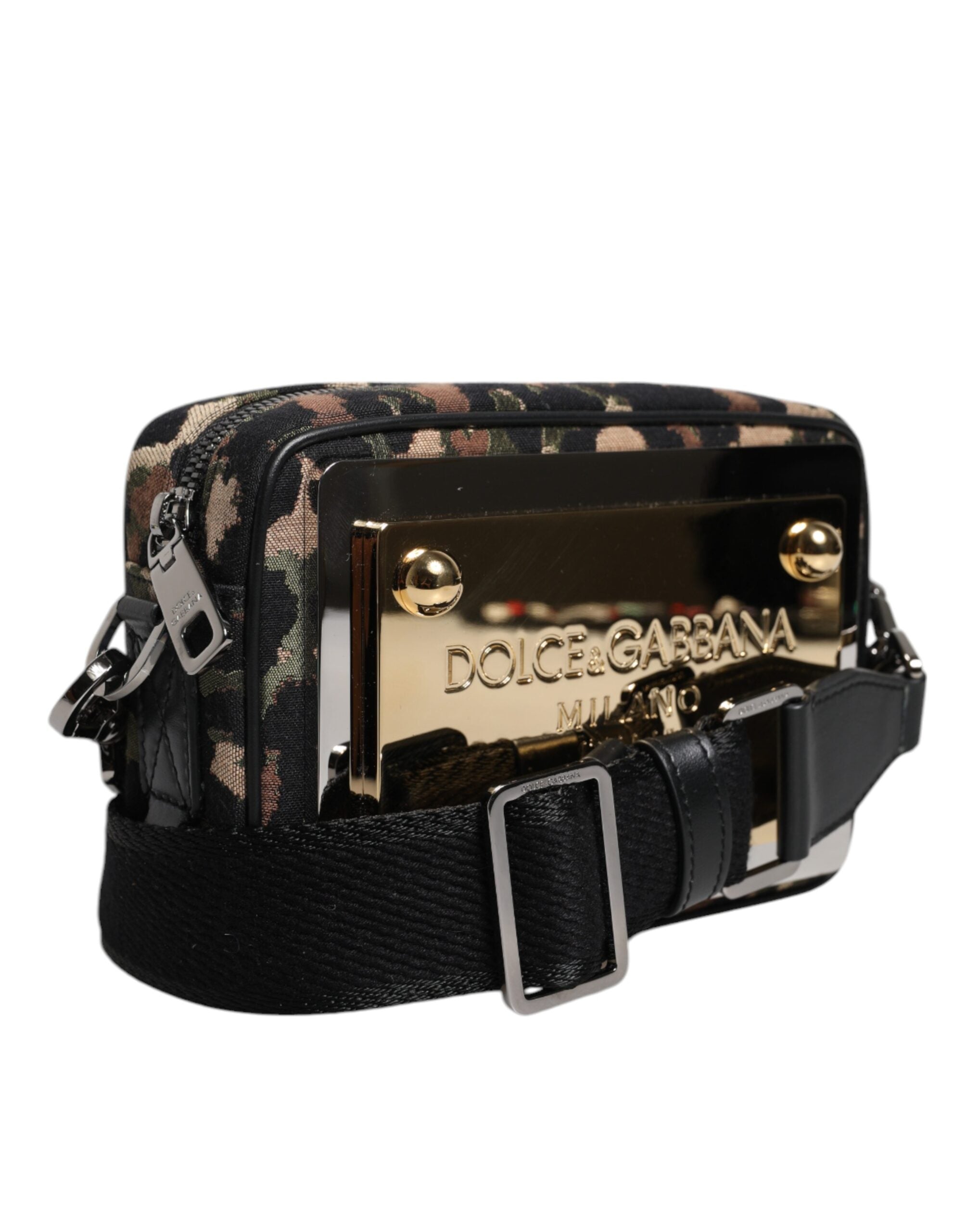 Dolce &amp; Gabbana – Mehrfarbige Umhängetasche aus Jacquard mit DG-Logo und Leopardenmuster