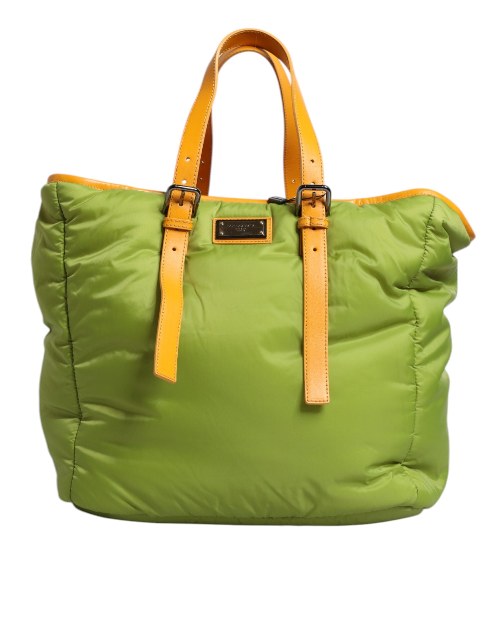 Geantă tote crossbody Dolce &amp; Gabbana verde din nailon cu logo și placă căptușită